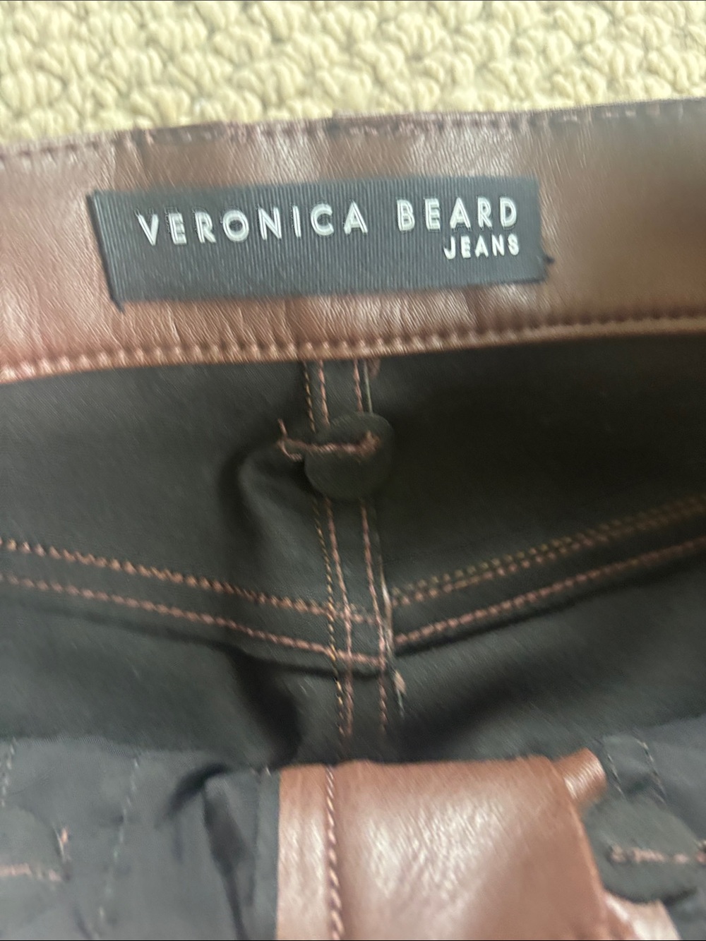 Veronica Beard Carson Vegan Leather Jeans - Picture 2 of 5